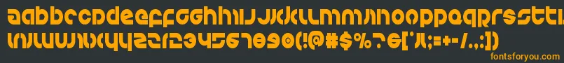 Kovacscond-Schriftart – Orangefarbene Schriften auf schwarzem Hintergrund
