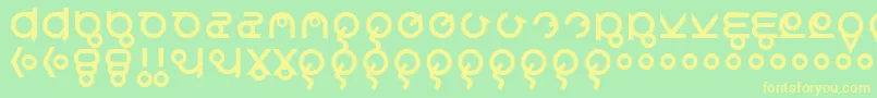 フォントRoswreck – 黄色の文字が緑の背景にあります