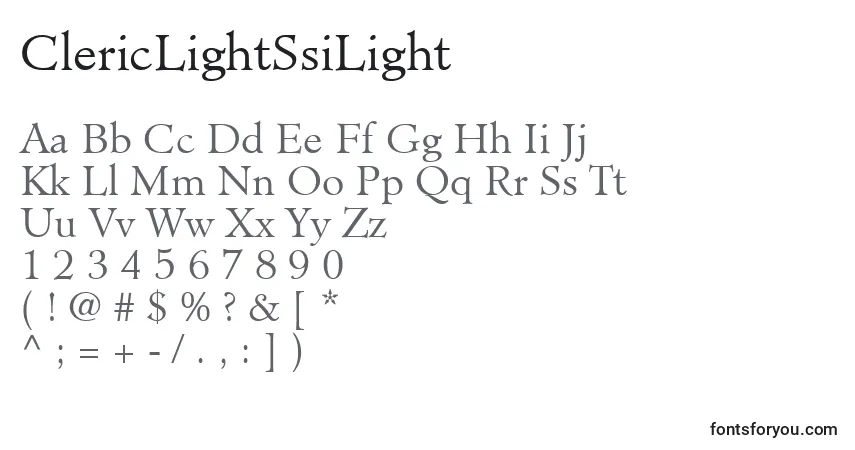 Czcionka ClericLightSsiLight – alfabet, cyfry, specjalne znaki