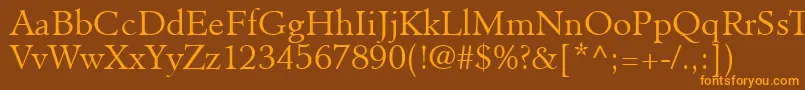 ClericLightSsiLight-Schriftart – Orangefarbene Schriften auf braunem Hintergrund