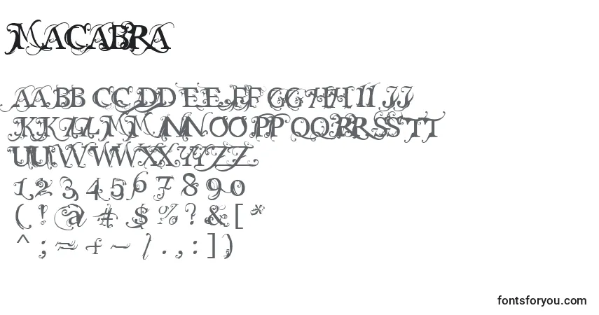 Schriftart Macabra – Alphabet, Zahlen, spezielle Symbole