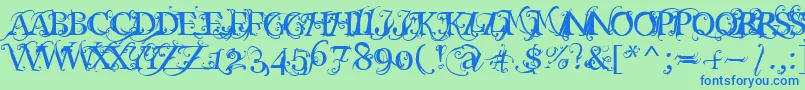 Macabra Font – Blue Fonts on Green Background