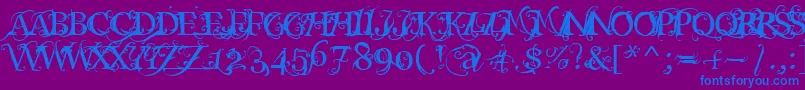 Macabra-Schriftart – Blaue Schriften auf violettem Hintergrund