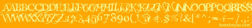 Macabra-Schriftart – Gelbe Schriften auf orangefarbenem Hintergrund