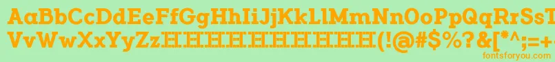 フォントFlamanteCairoBold – オレンジの文字が緑の背景にあります。