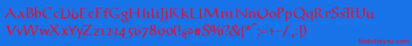 Mwakomia Font – Red Fonts on Blue Background