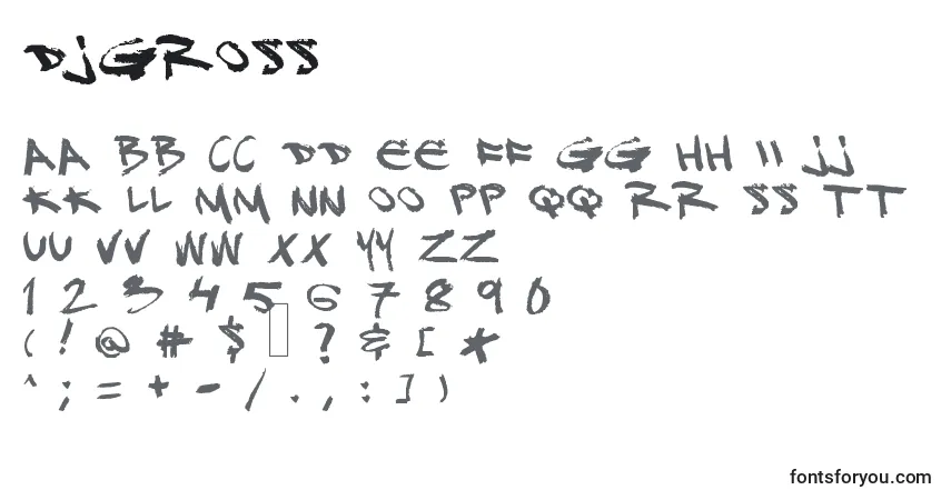 Шрифт Djgross – алфавит, цифры, специальные символы