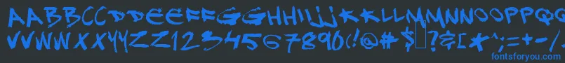 Djgross-fontti – siniset fontit mustalla taustalla