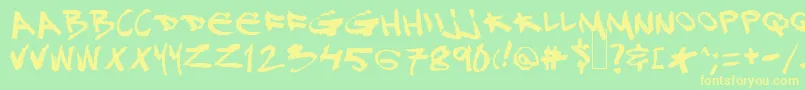 フォントDjgross – 黄色の文字が緑の背景にあります