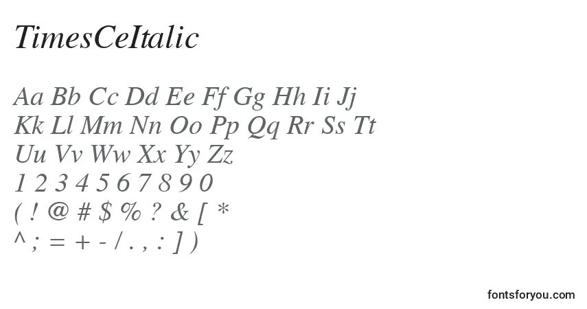 TimesCeItalicフォント–アルファベット、数字、特殊文字