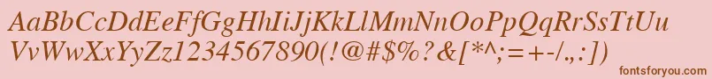 TimesCeItalic Font – Brown Fonts on Pink Background