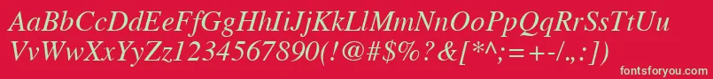 TimesCeItalic Font – Green Fonts on Red Background