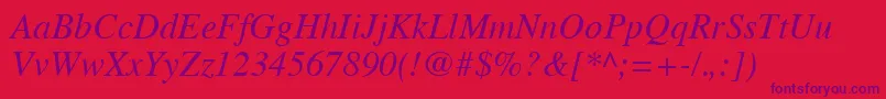 TimesCeItalic Font – Purple Fonts on Red Background