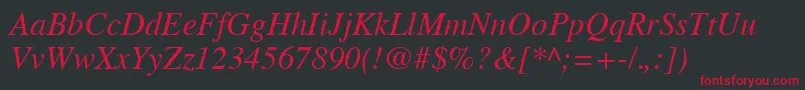TimesCeItalic-Schriftart – Rote Schriften auf schwarzem Hintergrund
