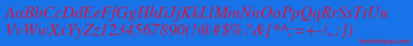 TimesCeItalic Font – Red Fonts on Blue Background