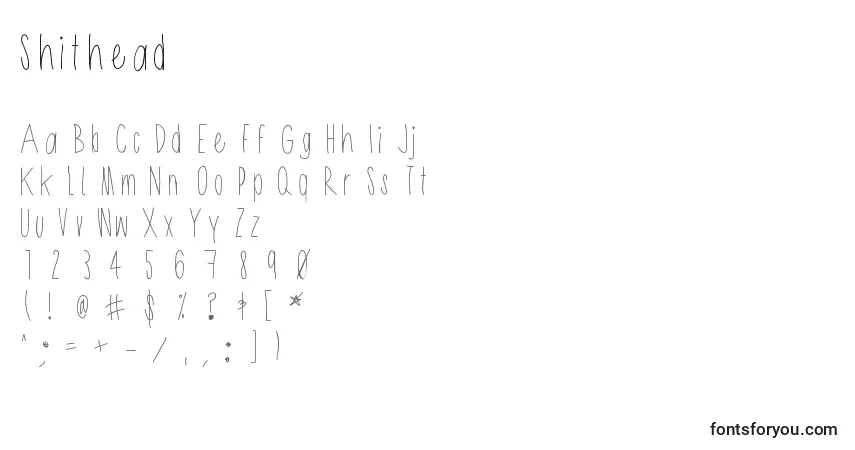 Schriftart Shithead – Alphabet, Zahlen, spezielle Symbole
