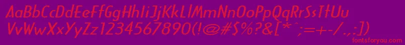 ArcanewideItalic-fontti – punaiset fontit violetilla taustalla