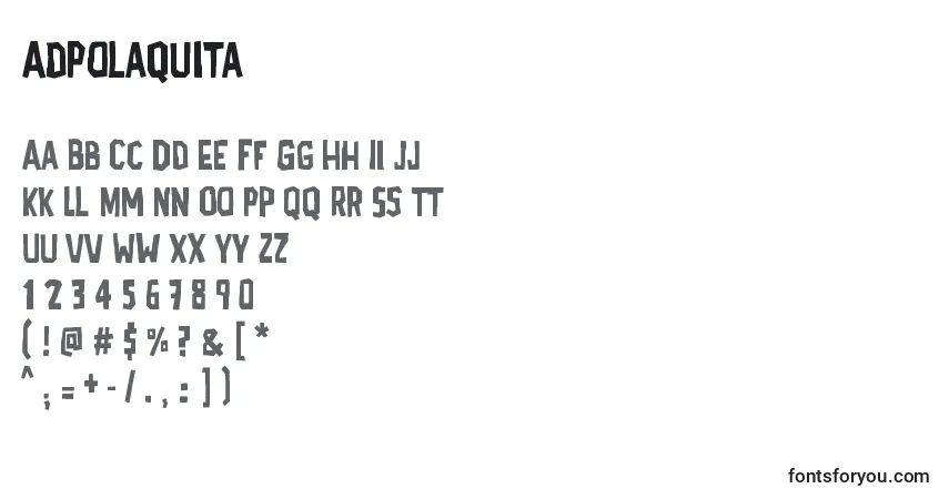 Schriftart AdPolaquita – Alphabet, Zahlen, spezielle Symbole