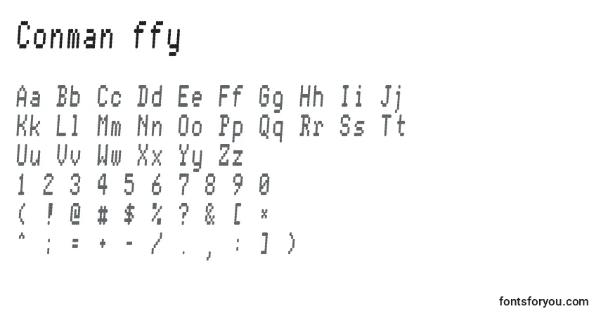 Czcionka Conman ffy – alfabet, cyfry, specjalne znaki