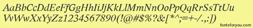 LidoStfCeItalic-fontti – mustat fontit keltaisella taustalla
