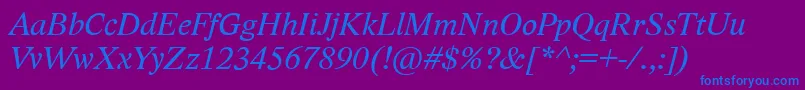 LidoStfCeItalic-fontti – siniset fontit violetilla taustalla