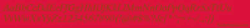 LidoStfCeItalic-fontti – ruskeat fontit punaisella taustalla