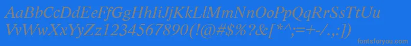 LidoStfCeItalic-fontti – harmaat kirjasimet sinisellä taustalla