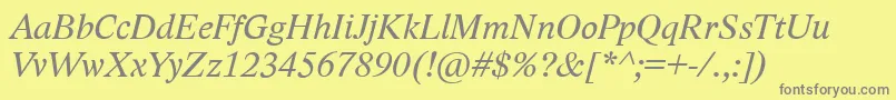 フォントLidoStfCeItalic – 黄色の背景に灰色の文字