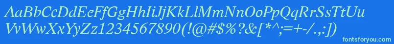 LidoStfCeItalic Font – Green Fonts on Blue Background