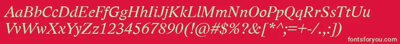 LidoStfCeItalic Font – Green Fonts on Red Background