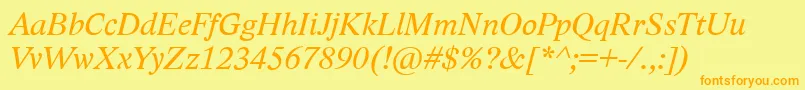 LidoStfCeItalic-fontti – oranssit fontit keltaisella taustalla
