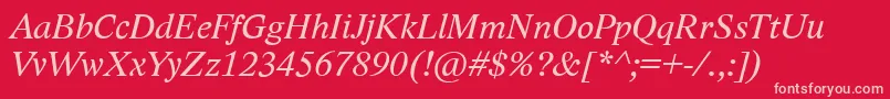 LidoStfCeItalic-fontti – vaaleanpunaiset fontit punaisella taustalla