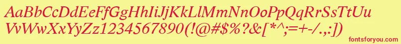 Fonte LidoStfCeItalic – fontes vermelhas em um fundo amarelo