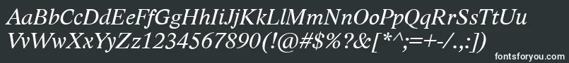 LidoStfCeItalic-fontti – valkoiset fontit mustalla taustalla