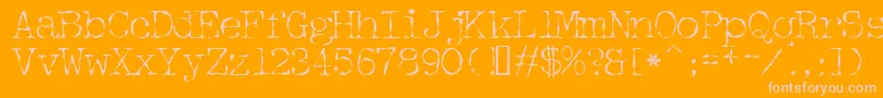 Detective-Schriftart – Rosa Schriften auf orangefarbenem Hintergrund