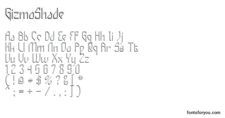 A fonte GizmoShade – alfabeto, números, caracteres especiais