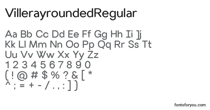 Czcionka VillerayroundedRegular – alfabet, cyfry, specjalne znaki