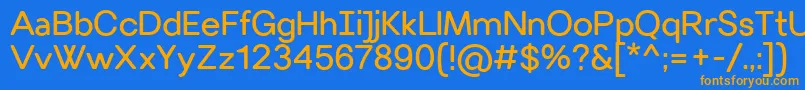 フォントVillerayroundedRegular – オレンジ色の文字が青い背景にあります。