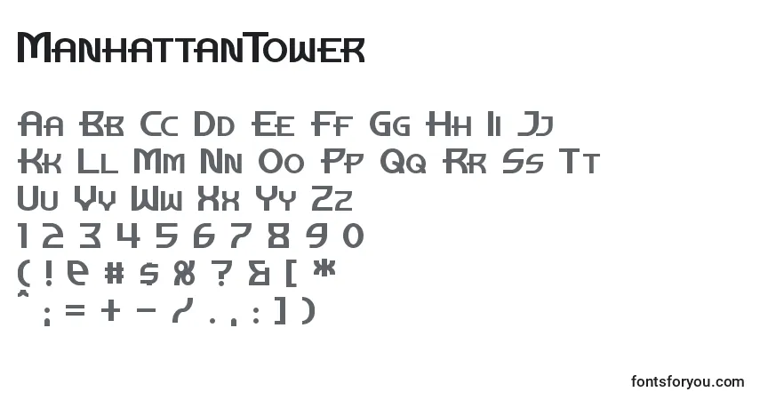 Schriftart ManhattanTower – Alphabet, Zahlen, spezielle Symbole