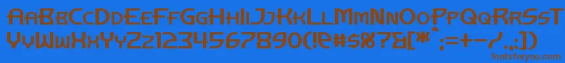 フォントManhattanTower – 茶色の文字が青い背景にあります。