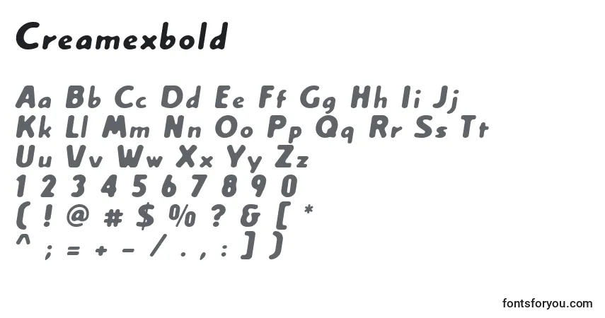 Czcionka Creamexbold – alfabet, cyfry, specjalne znaki