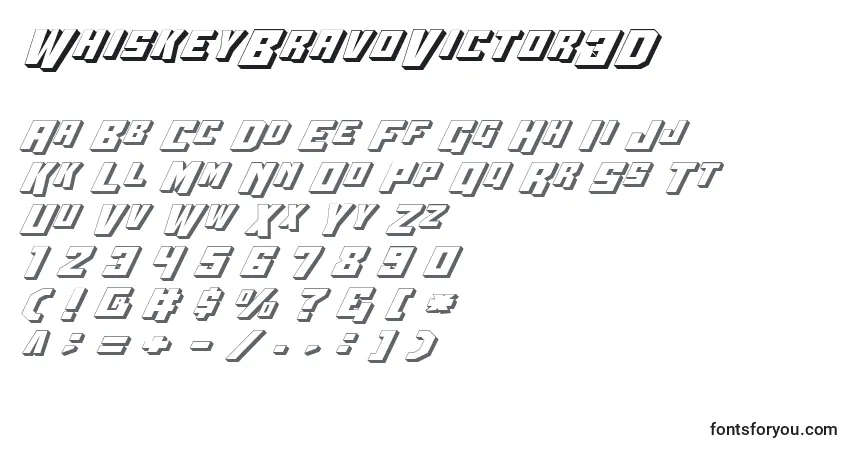 Schriftart WhiskeyBravoVictor3D – Alphabet, Zahlen, spezielle Symbole