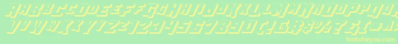 フォントWhiskeyBravoVictor3D – 黄色の文字が緑の背景にあります