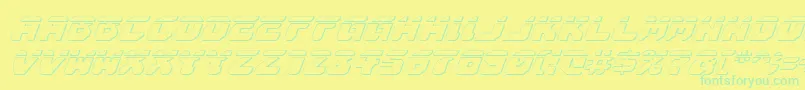 Astropolis3Dlai-Schriftart – Grüne Schriften auf gelbem Hintergrund