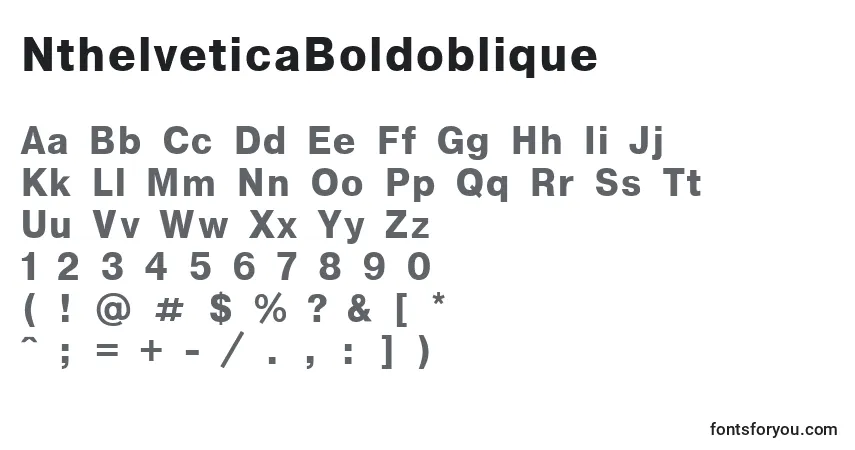 Czcionka NthelveticaBoldoblique – alfabet, cyfry, specjalne znaki