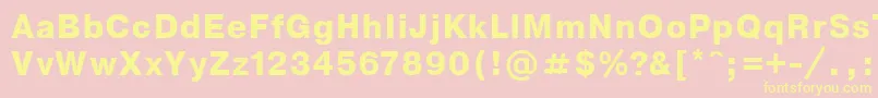 NthelveticaBoldoblique-Schriftart – Gelbe Schriften auf rosa Hintergrund