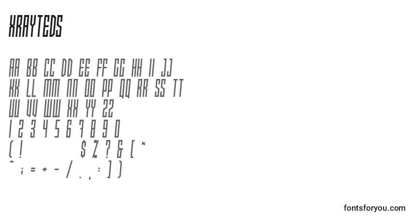 Czcionka XRaytedS – alfabet, cyfry, specjalne znaki