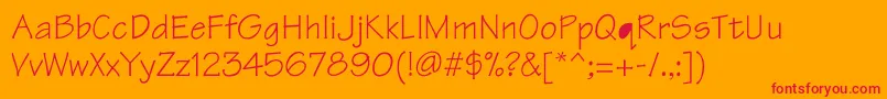 Tontil-Schriftart – Rote Schriften auf orangefarbenem Hintergrund