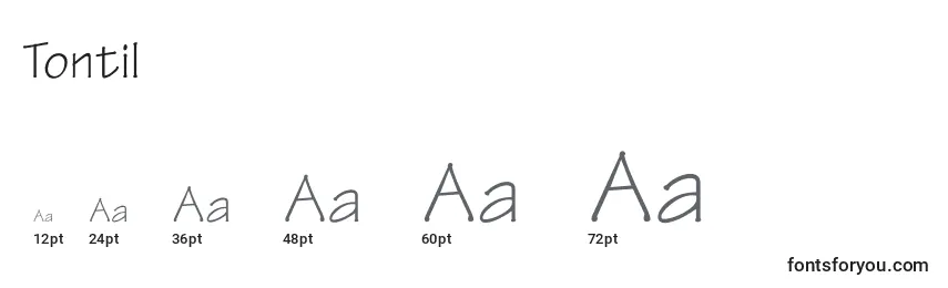Tontil Font Sizes