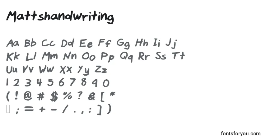 A fonte Mattshandwriting – alfabeto, números, caracteres especiais